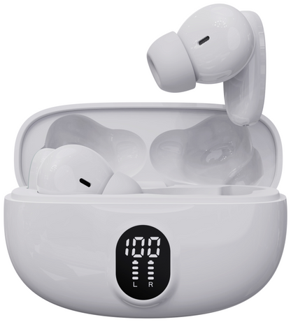 Auriculares Bluetooth 5.3 Denver Inalámbricos con Luz Blancos