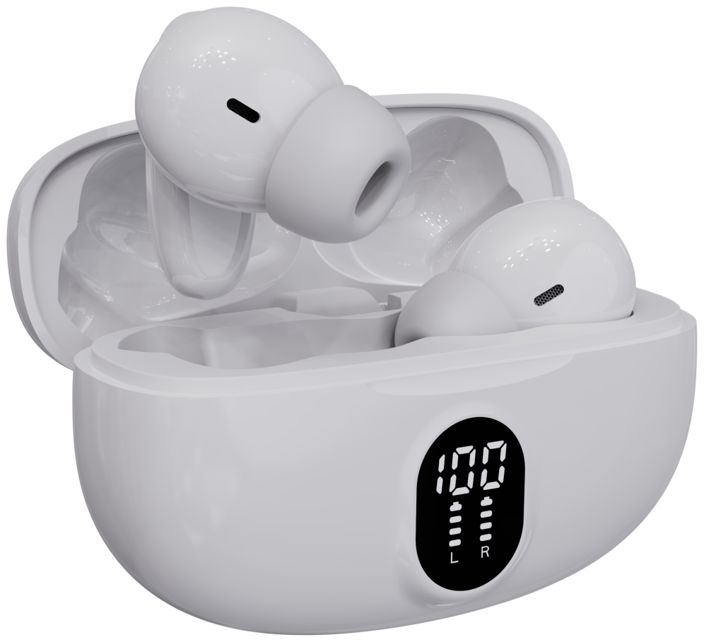 Auriculares Bluetooth 5.3 Denver Inalámbricos con Luz Blancos