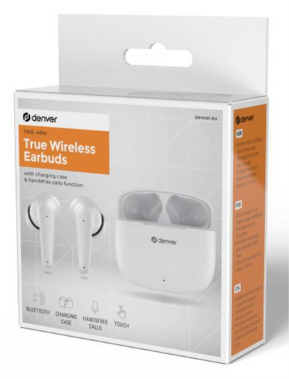 Auriculares Bluetooth 5.3 Denver TWE-48W True Wireless Blancos