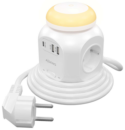 Regleta 4 Tomas Aisens con USB-C 20W PD 3.0 y 2 USB-A QC 3.0 1,8 m