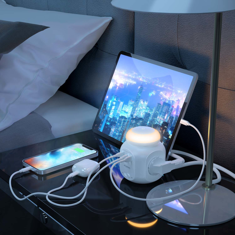 Regleta 4 Tomas Aisens con USB-C 20W PD 3.0 y 2 USB-A QC 3.0 1,8 m