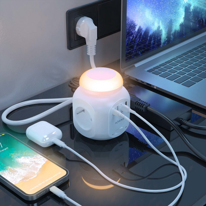 Regleta 4 Tomas Aisens con USB-C 20W PD 3.0 y 2 USB-A QC 3.0 1,8 m